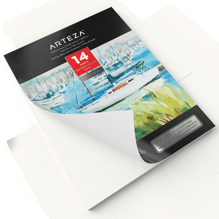 Expert Watercolour Pad, 22.9cm x 30.5cm, 100% Cotton, Cold-Pressed, 14 Sheets