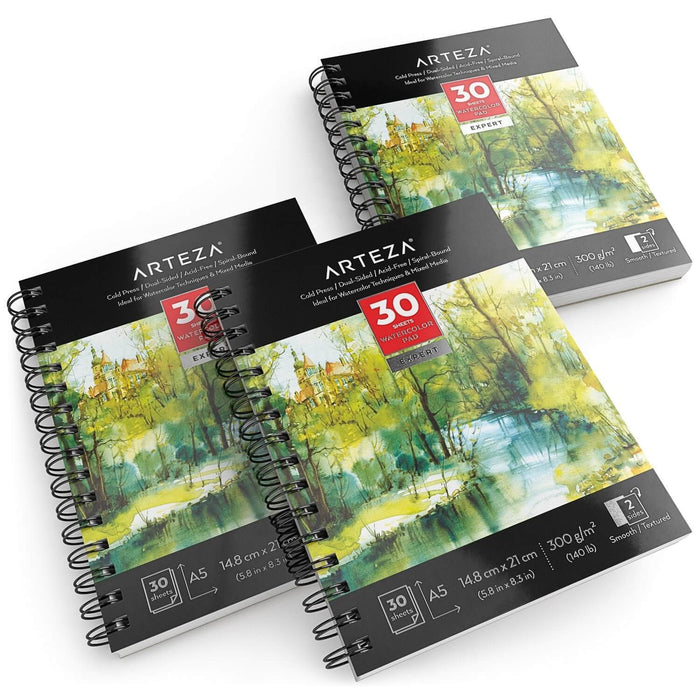 Expert Watercolour Pad, A5, 14.8cm x 21cm, 90 Sheets - Pack of 3