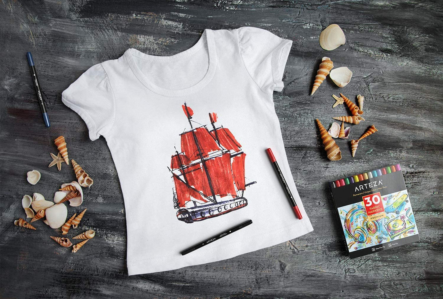 Fabric Markers, Fine & Ultra Fine DualTip Set of 30 — Arteza.co.uk