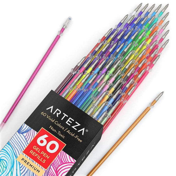 Gel Ink Pen Refills, Assorted Colours - Set of 60
