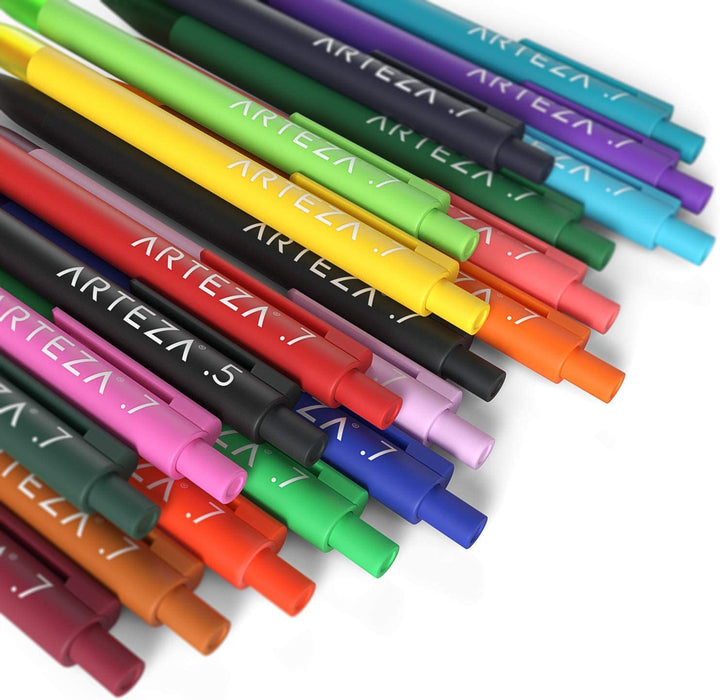 Retractable Gel Ink Pens, Assorted Colours - Set of 20