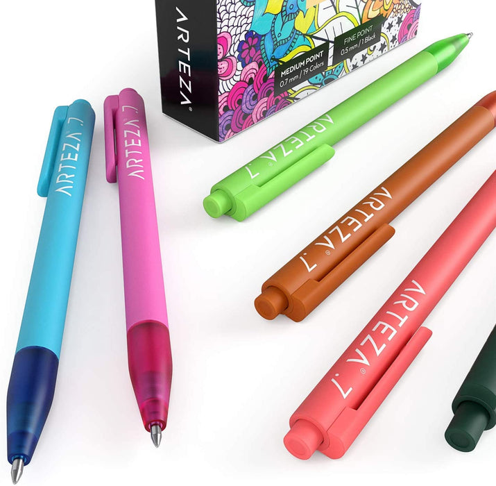Retractable Gel Ink Pens, Assorted Colours - Set of 20
