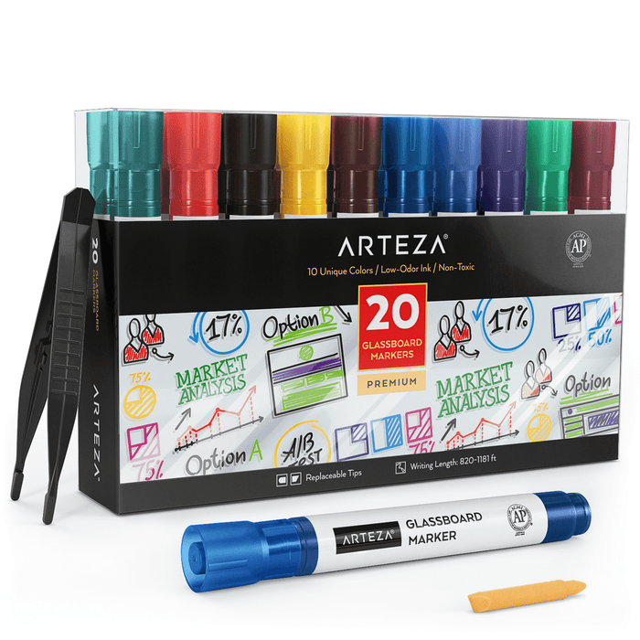 Glassboard Markers, Assorted Classic Colours - Set of 20