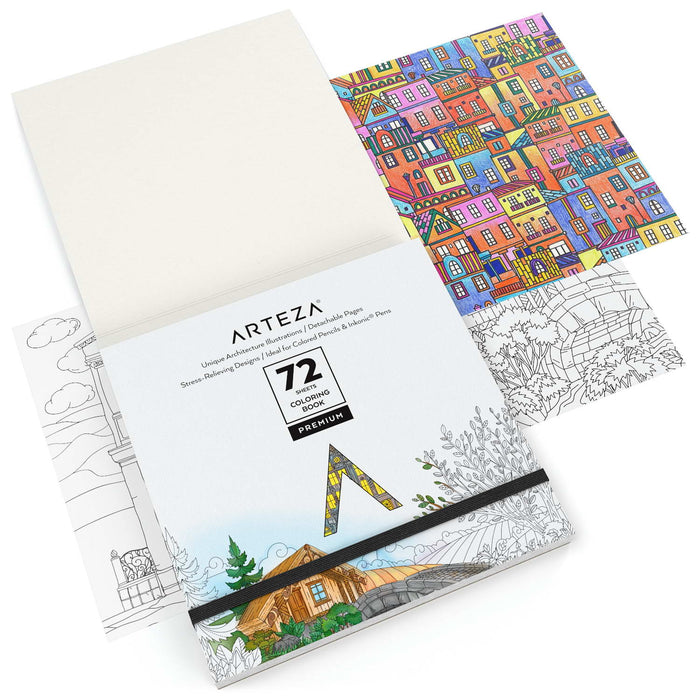 Colouring Book, Architecture Illustrations, 72 sheets