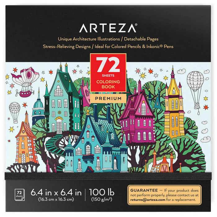 Colouring Book, Architecture Illustrations, 72 sheets