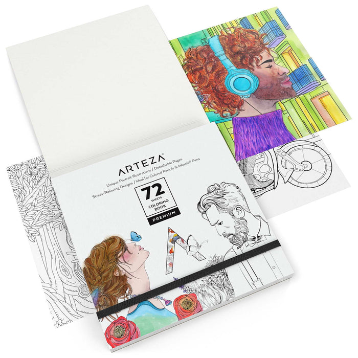 Opening the Arteza Portrait Illustrations Colouring Book