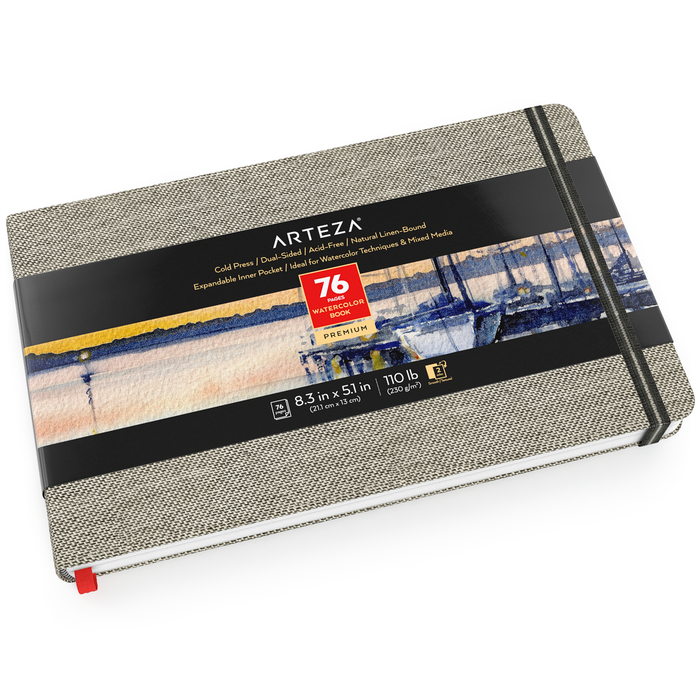 Hardcover Watercolour Book, 13cm x 21.1cm, 76 Pages