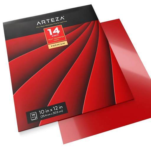 Heat Transfer Vinyl, Red, 25.4cm x 30.5cm - Pack of 14