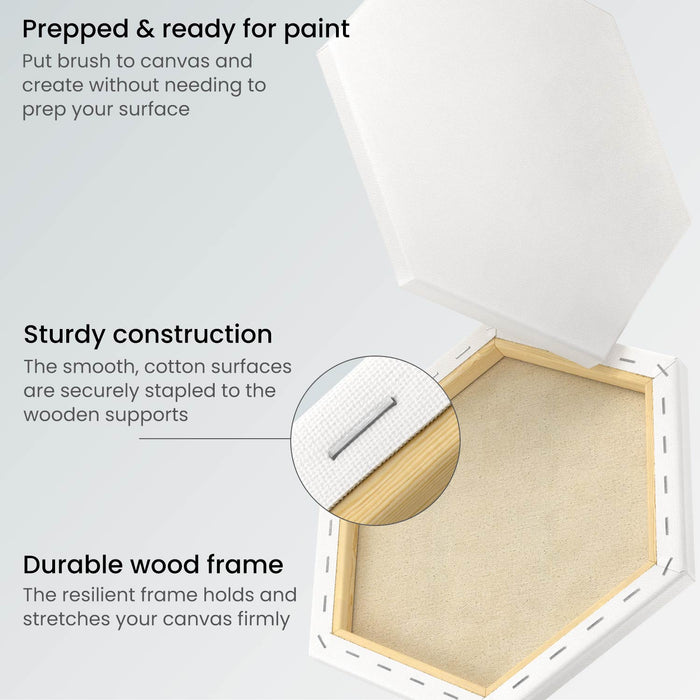 Hexagon Stretched Canvas,15.24cm Sides - Pack of 9