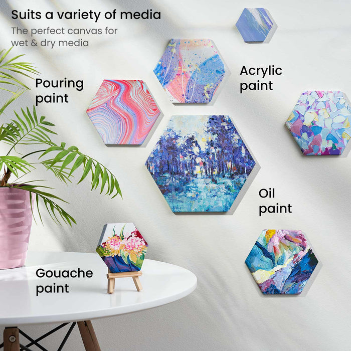 Variety of Media with Hexagon Stretched Canvas