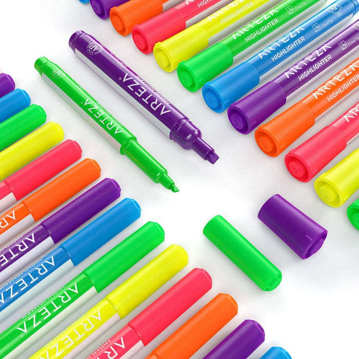 Broad & Narrow Tip Highlighters, Neon Colours - Set of 60