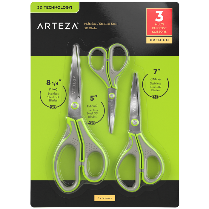 Multi Purpose Scissors, Stainless Steel, Assorted Sizes - Set of 3