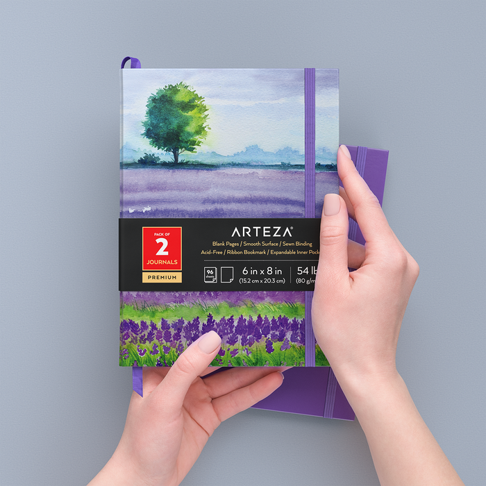 Journals, Lavender Field Design, Lined Paper - Pack of 2