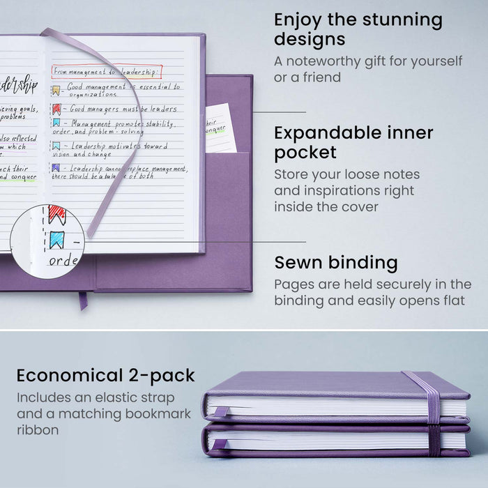 Journals, Lavender & Purple, Lined Paper - Pack of 2