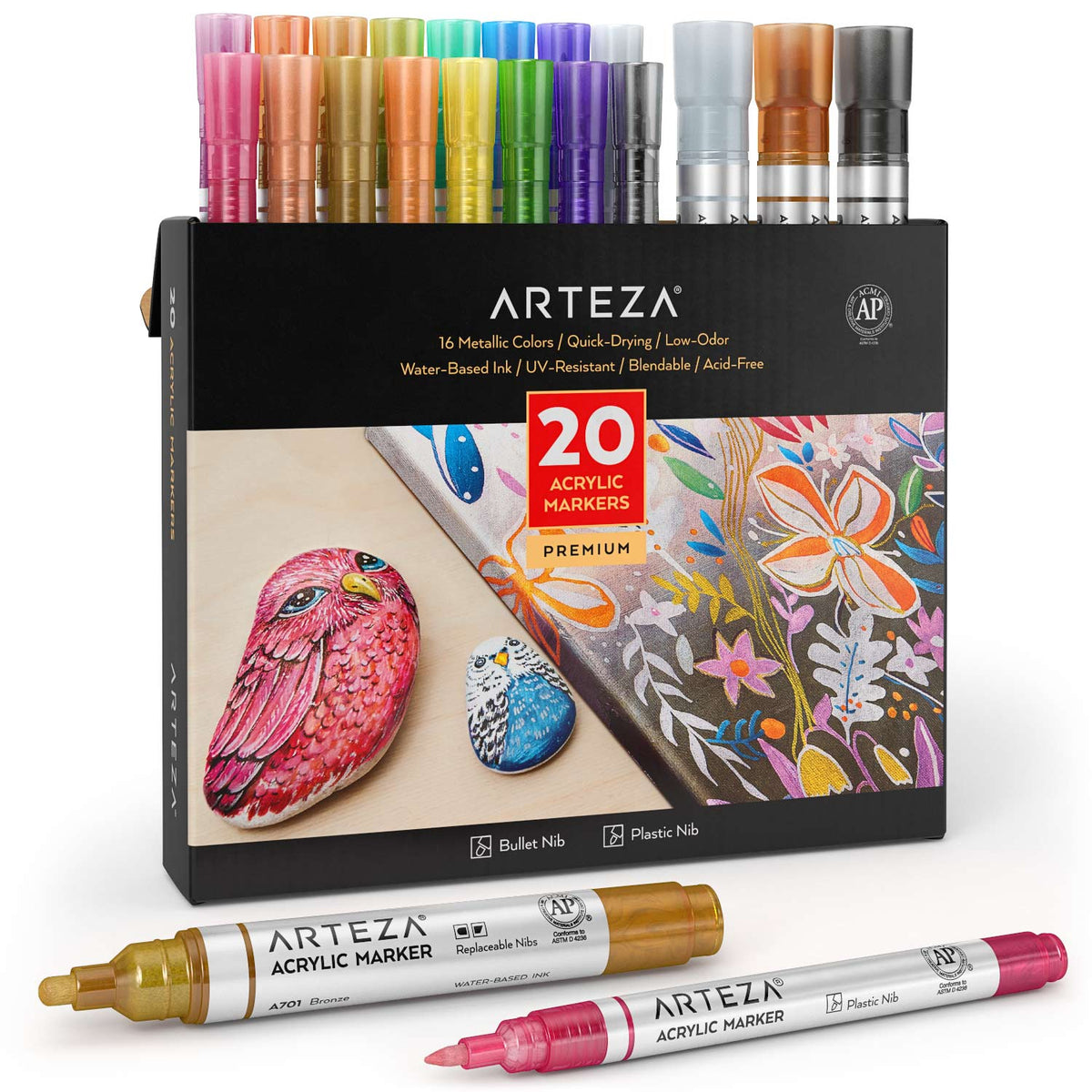 Metallic Acrylic Markers Set of 20 —