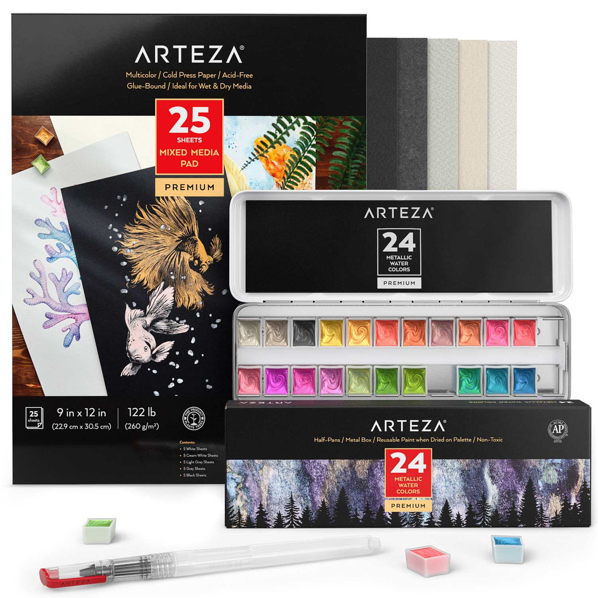 Metallic Watercolor Art Set Arteza