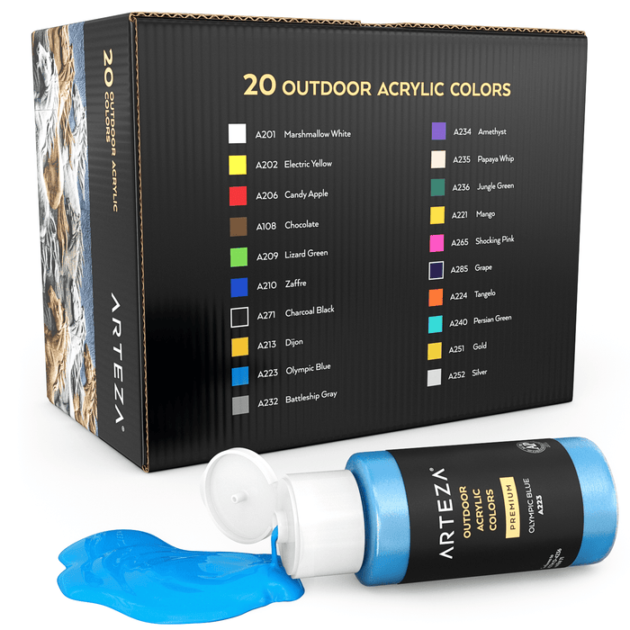 Outdoor Acrylic Paint, Set of 20 Colors