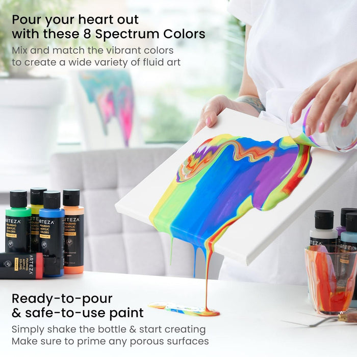 Pouring Acrylic Paint, Spectrum Tones, 118 ml Bottles - Set of 8