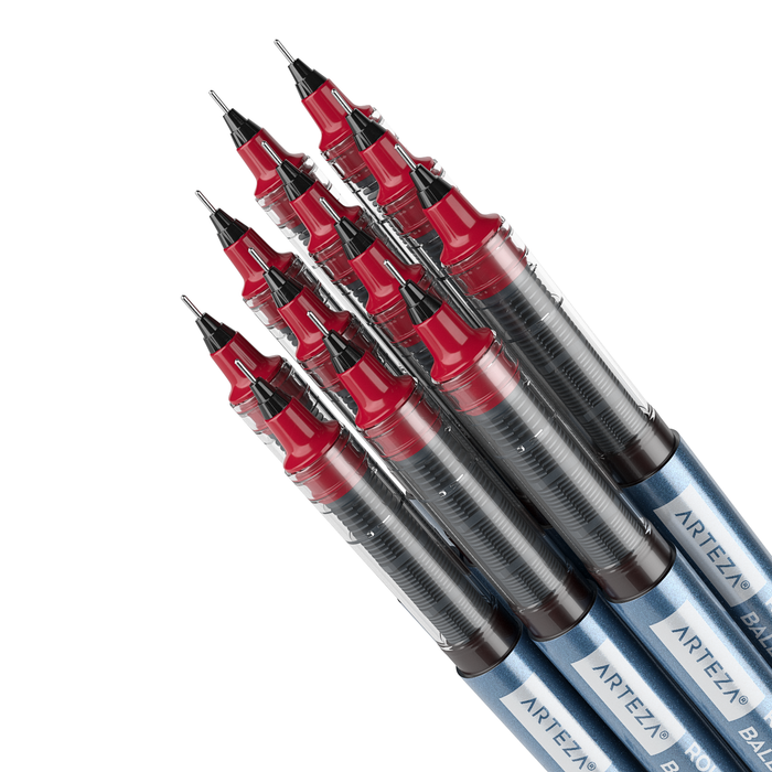 Roller Ball Pens, Red, 0.5 mm Needle Point - Pack of 20