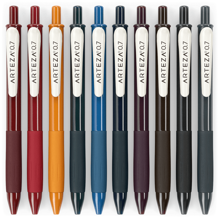 Retractable Gel Ink Pens, Vintage Colours - Set of 10