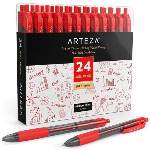 Retractable Gel Ink Pens, Red - Pack of 24