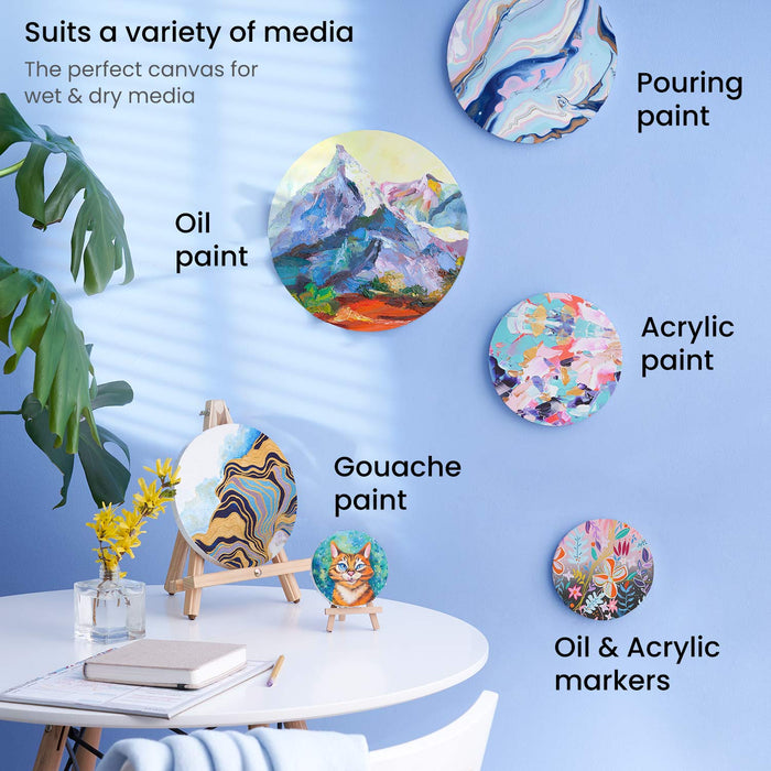 Variety of Media Can Be Used on Round Canvas