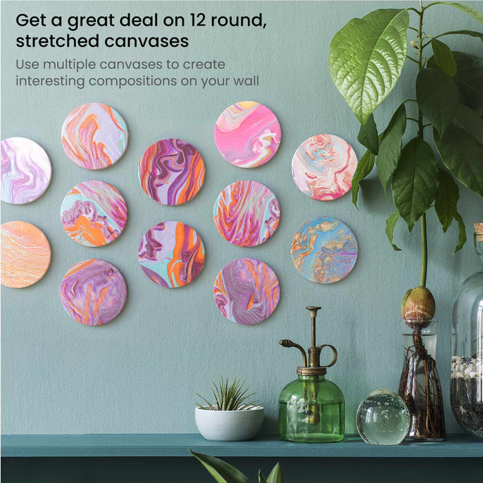 Round Stretched Canvas, 10.2cm Diameter - Pack of 12