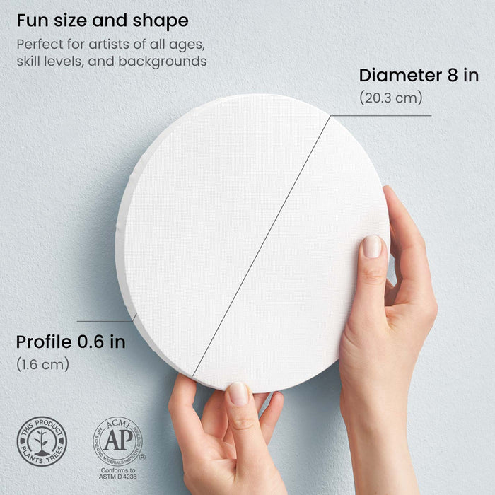 Round Stretched Canvas, 20.3cm Diameter - Pack of 10