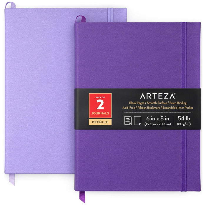 Sketch Journals, Lavender & Purple, Blank Paper - Pack of 2