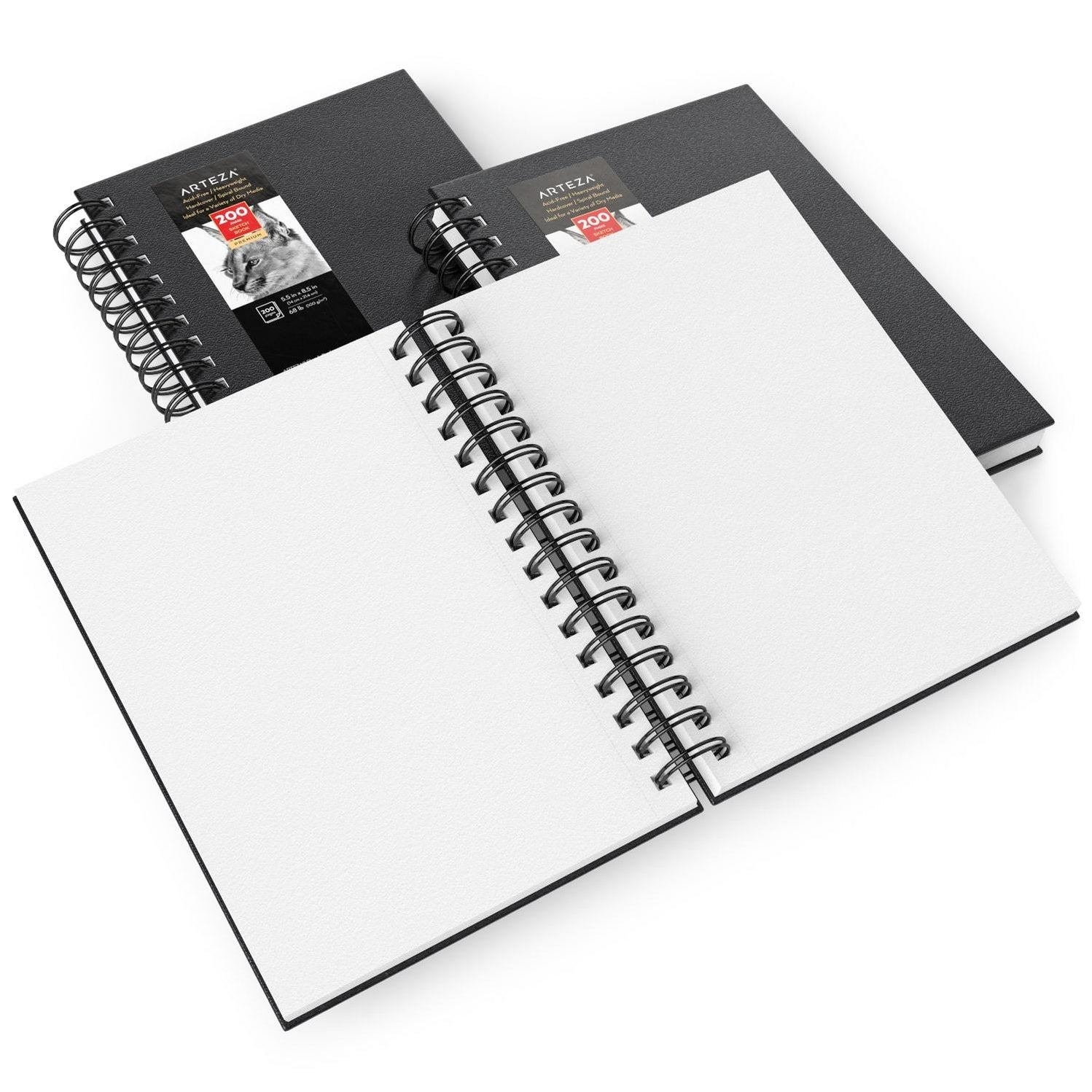 Sketch Book Hard Cover, 13.97 x 21.59 cm, 100 sheets, Black 3 Pack — Arteza.co.uk