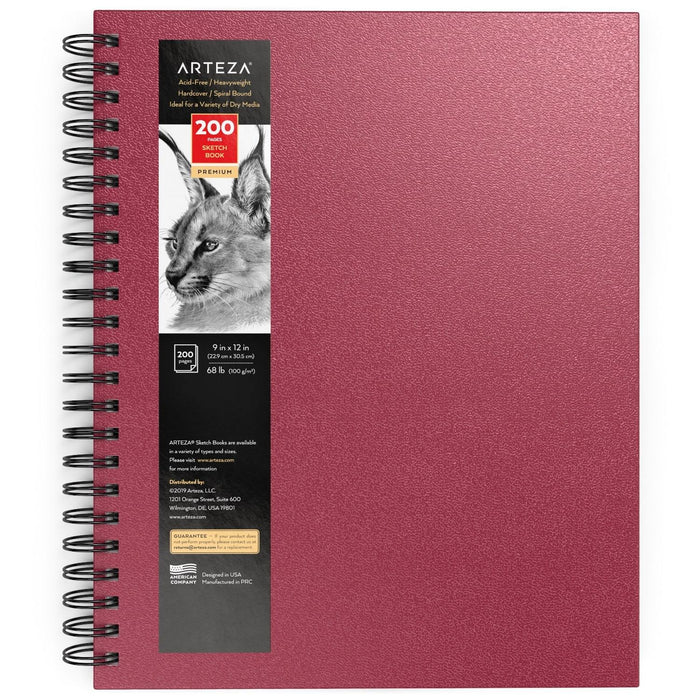 Sketchbook, Pink Spiral Hardcover, 22.9cm x 30.5cm, 200 Pages