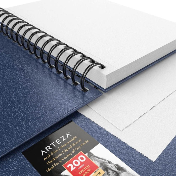 Sketchbook, Spiral-Bound Hardcover, 14cm x 21.6cm, Blue - Pack of 3