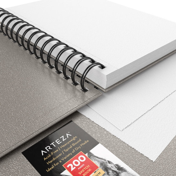 Sketchbooks, Grey Spiral Hardcover, 14cm x 21.6cm - Pack of 3
