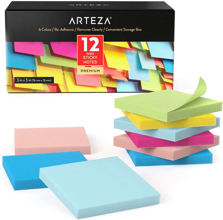 Sticky Notes, 100 Sheets - Pack of 12