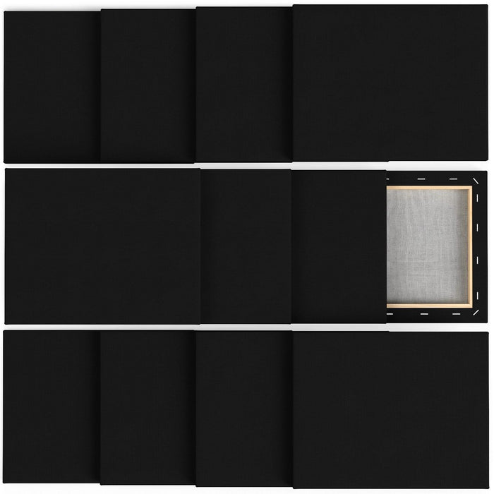 Classic Stretched Canvas, Black, 20cm x 25cm - Pack of 12