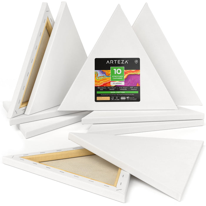 Triangle Stretched Canvas, 30.5cm Sides - Pack of 10