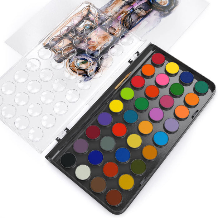 Watercolour Paint & Water Brush Kit - 36 Colours