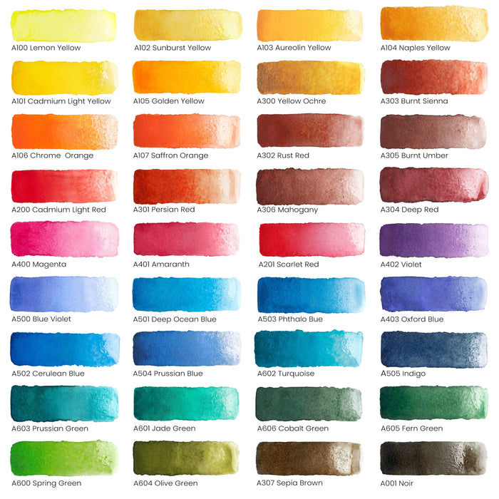 Watercolour Paint Half-Pans -  Set of 36