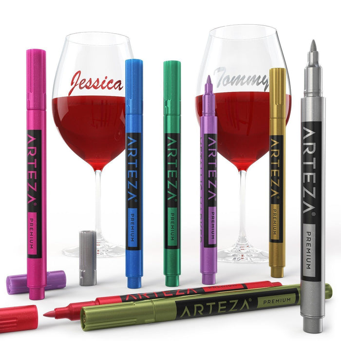 Wine Glass Metallic Markers - Set of 8